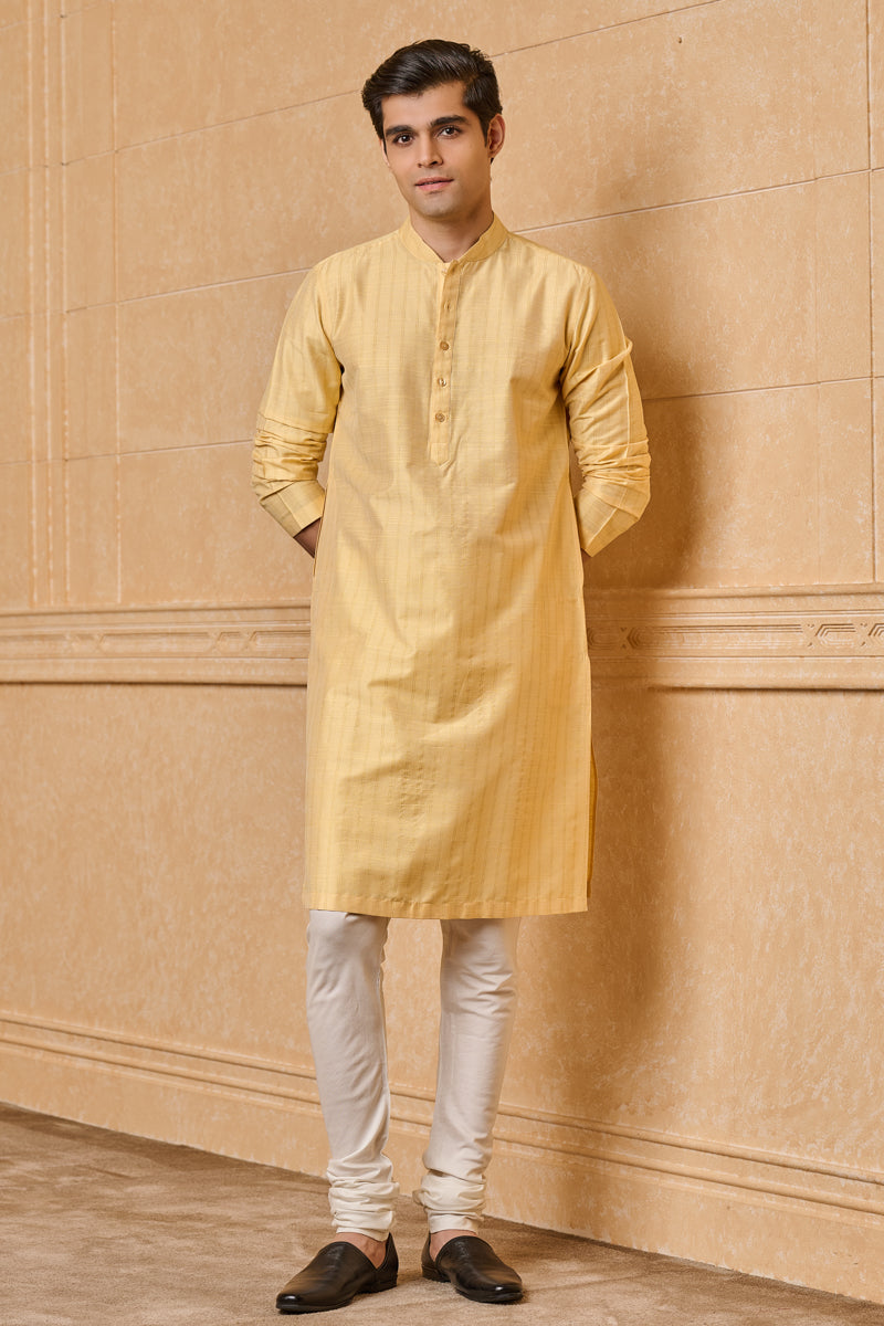 Yellow Classic Jacquard Kurta