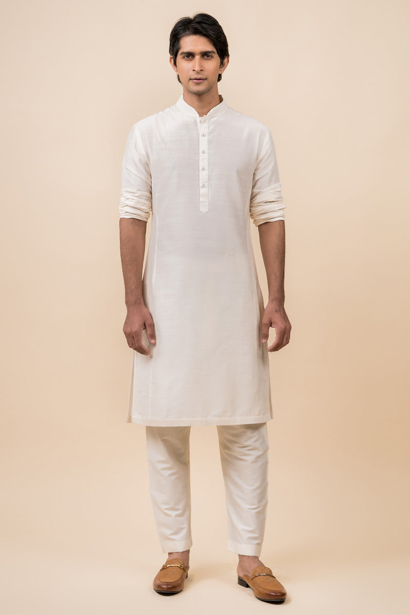 Ivory Zero Point Collar Kurta