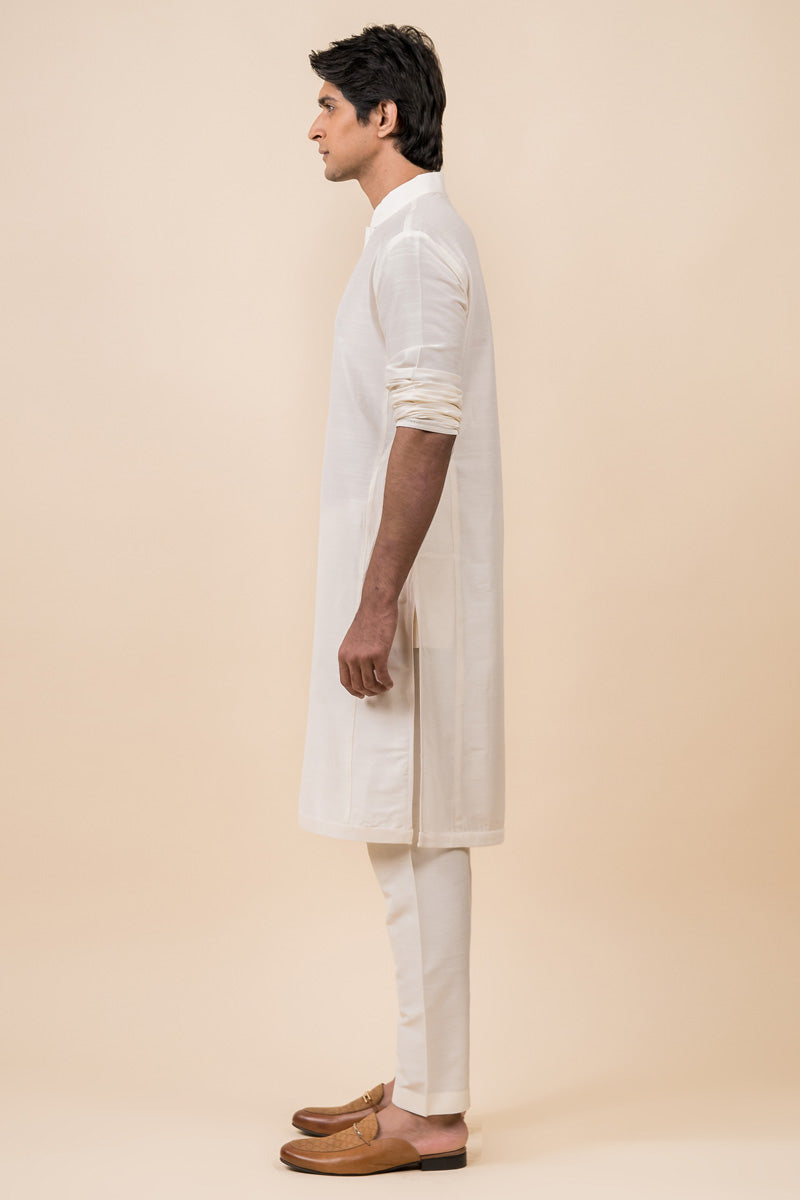 Ivory Zero Point Collar Kurta