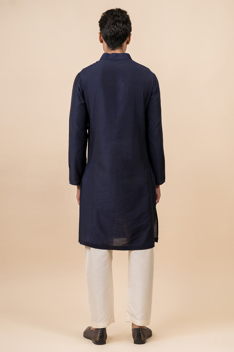 Navy Zero Point Collar Single Kurta