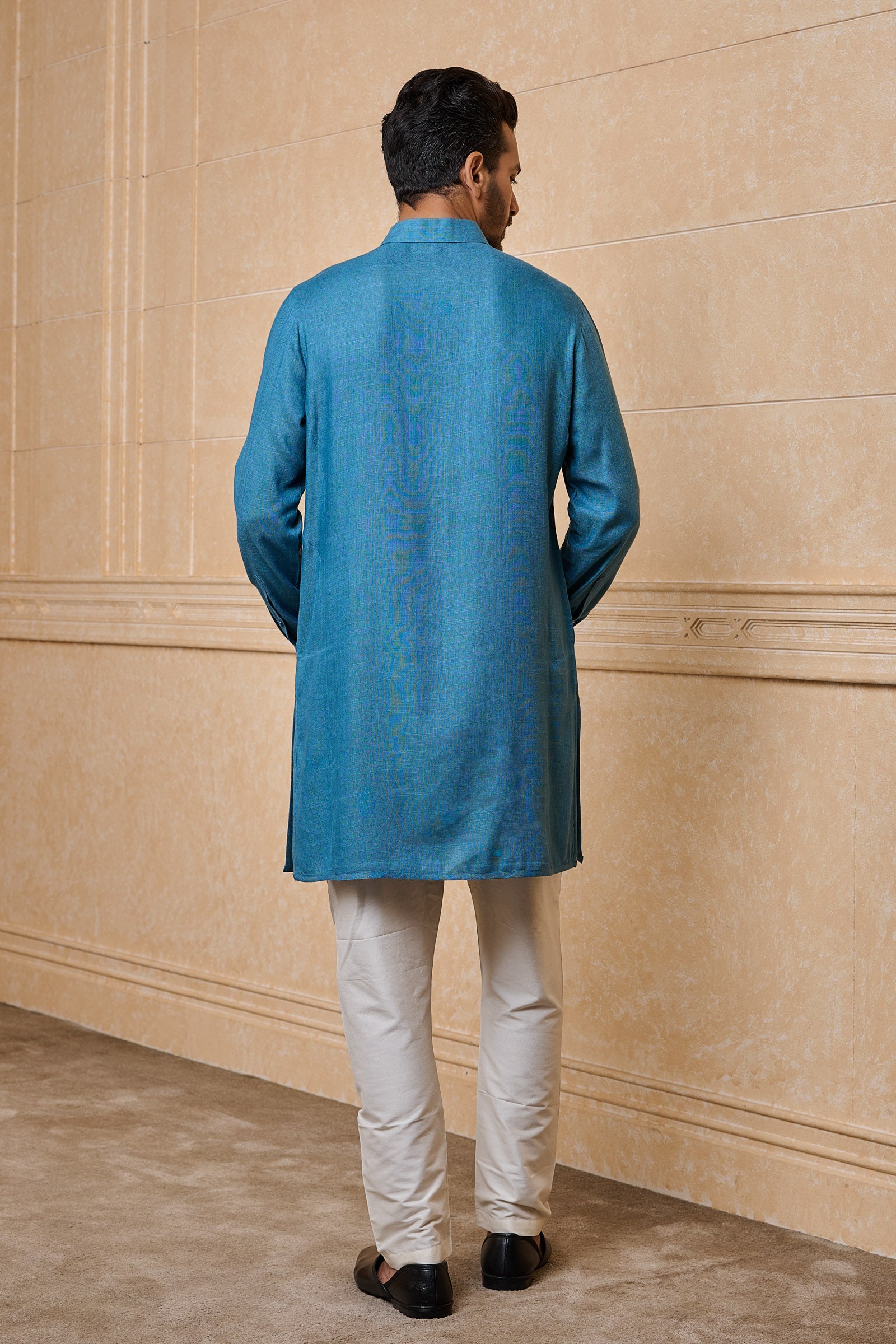 Aqua Stylised Kurta With Jaali Detailing