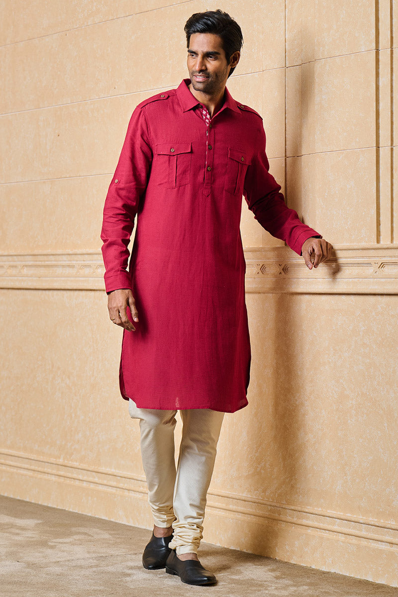 Maroon Pathani Styled Kurta