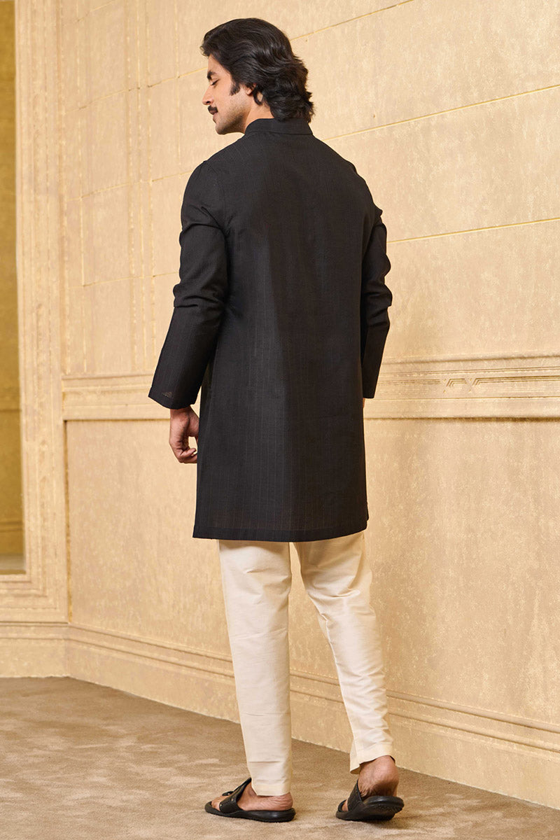 Black Kurta with Top Stitch Detailing