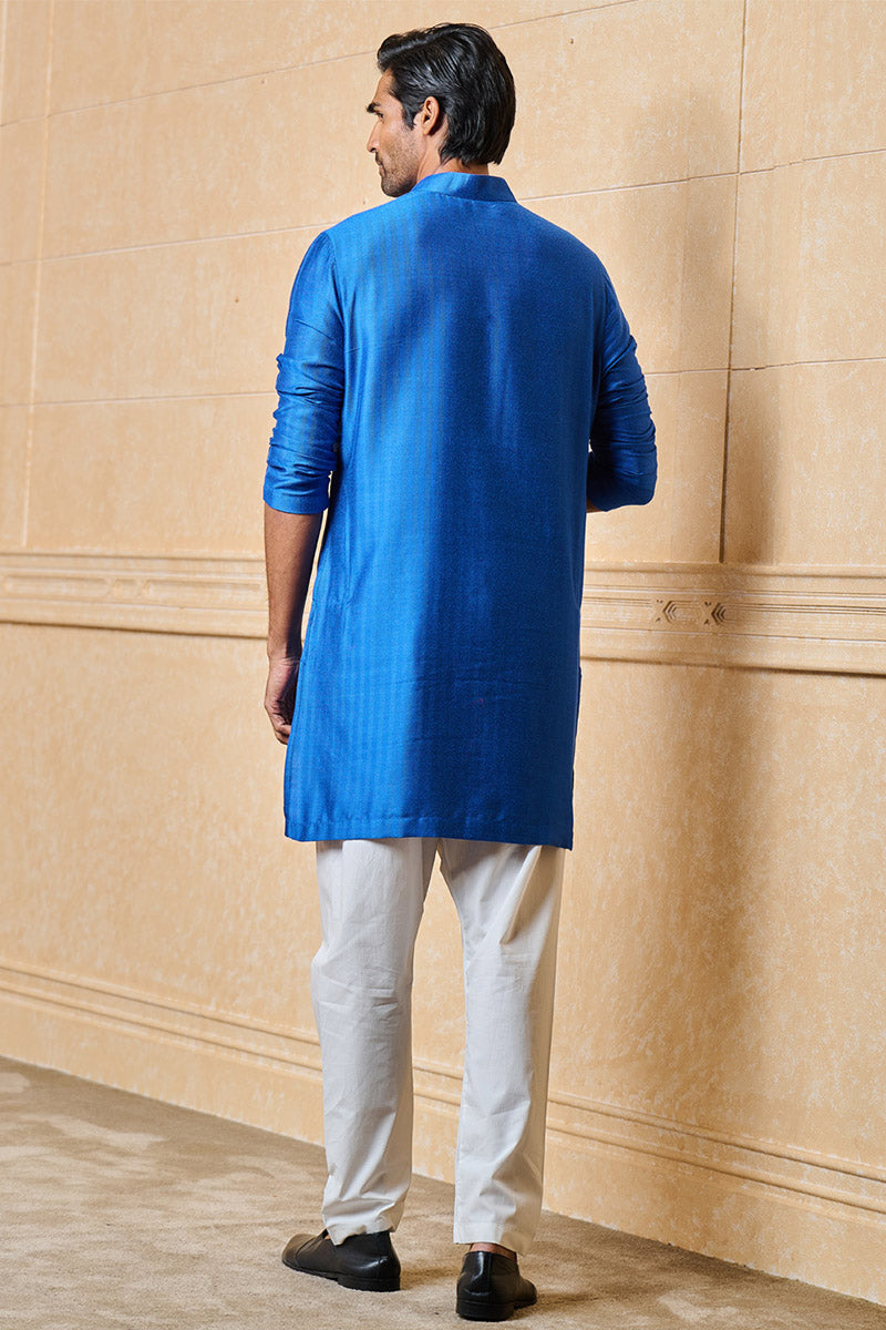 Medium Blue Jacquard Kurta