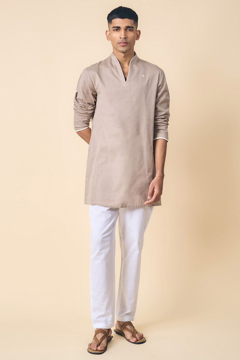 Medium Grey Kurta With Contrast Detailing