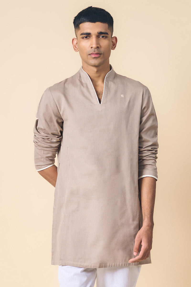 Medium Grey Kurta With Contrast Detailing