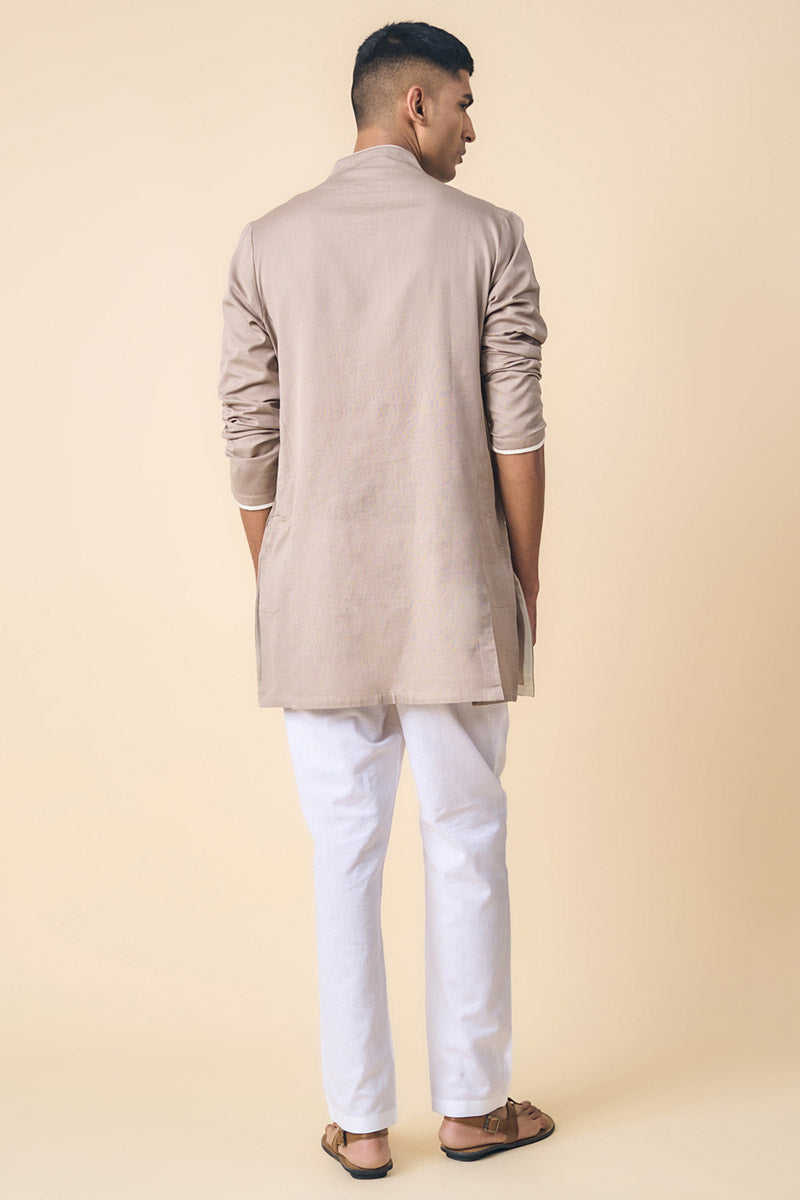 Medium Grey Kurta With Contrast Detailing