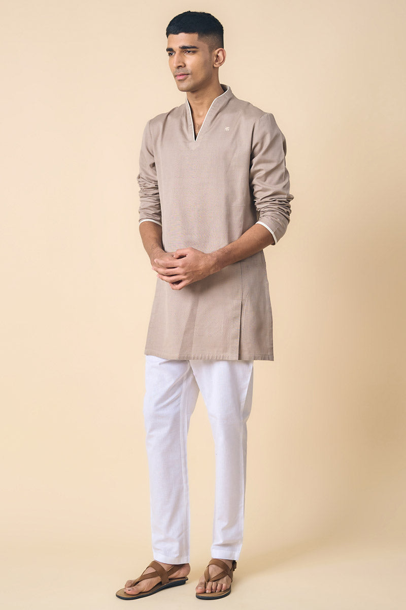 Medium Grey Kurta With Contrast Detailing