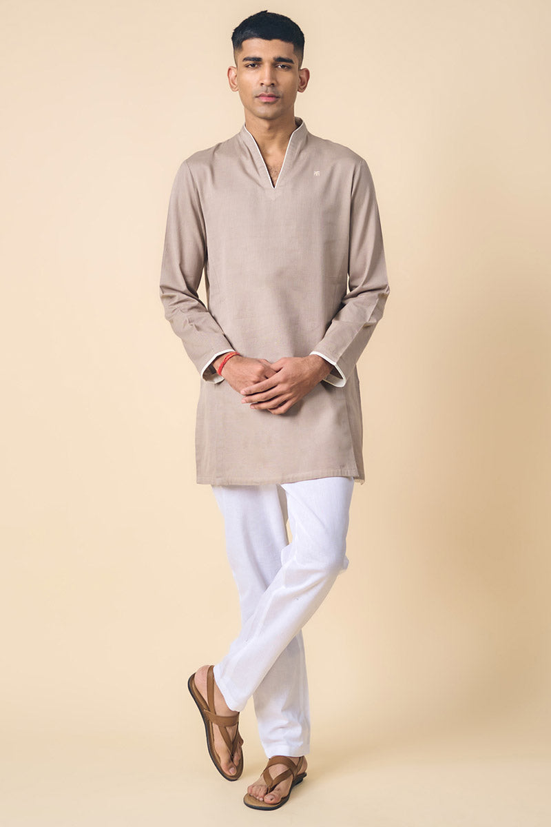 Medium Grey Kurta With Contrast Detailing