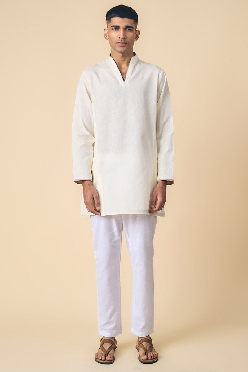 Ivory Kurta With Contrast Detailing