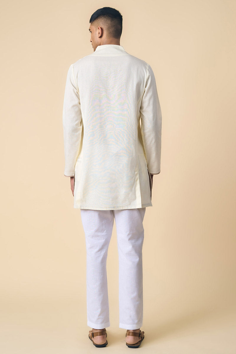 Ivory Kurta With Contrast Detailing