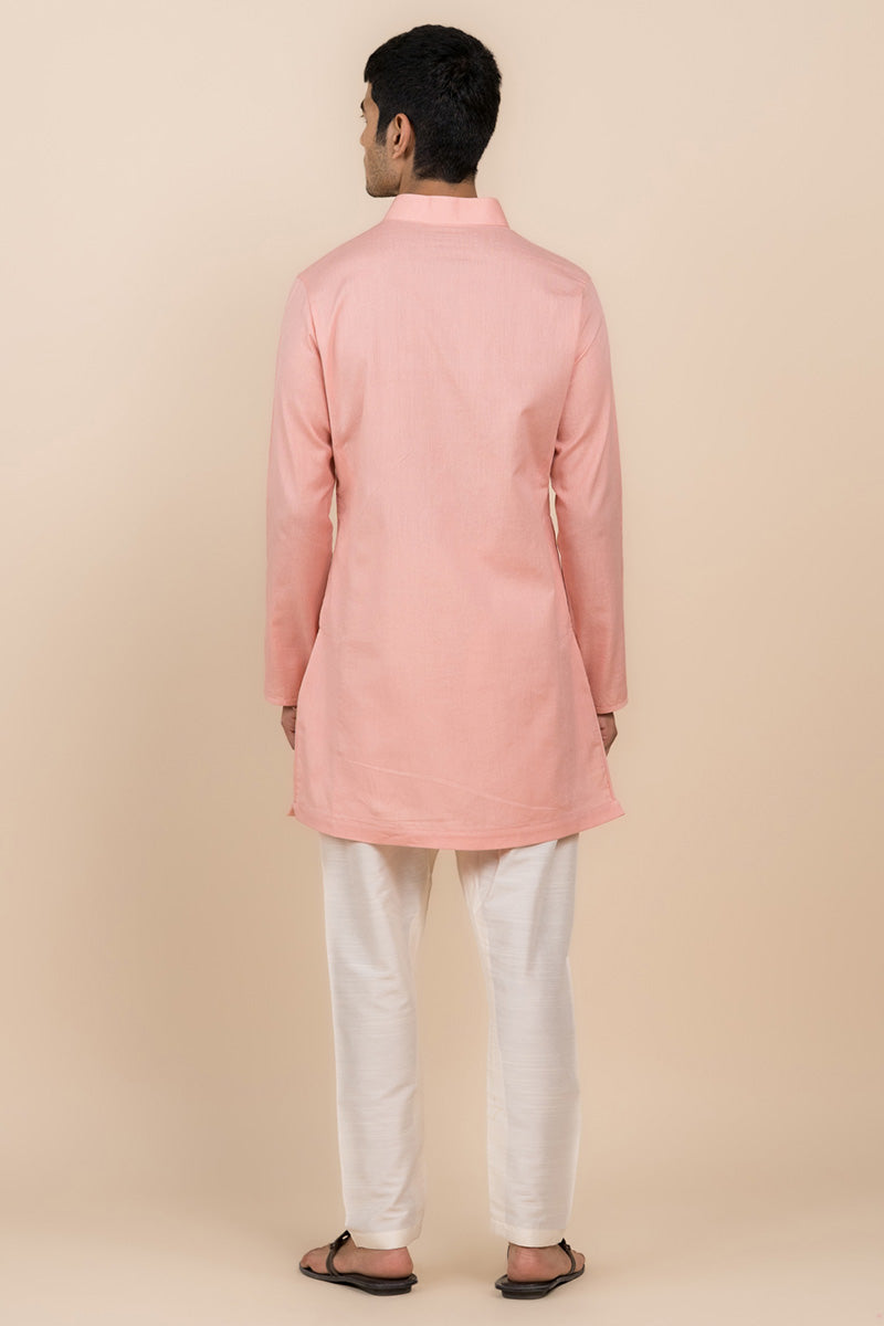 Peach Zero Point Collar Kurta