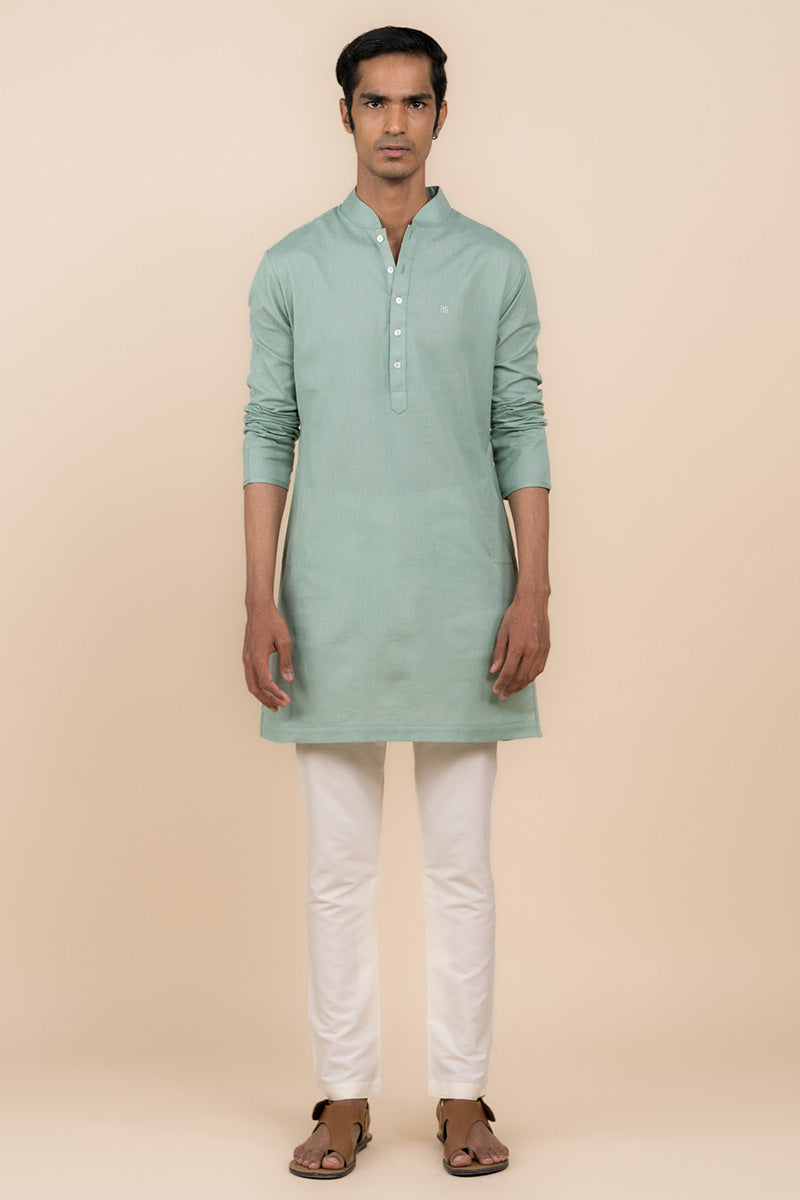 Aqua Zero Point Collar Kurta