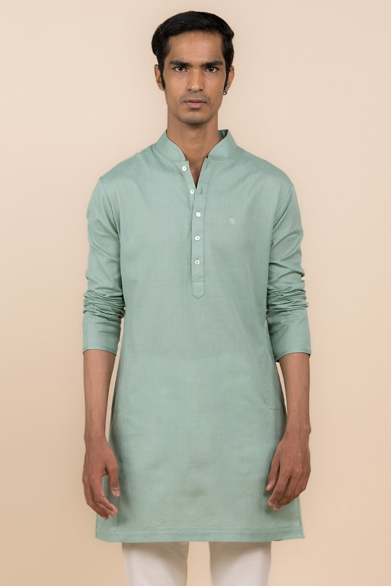 Aqua Zero Point Collar Kurta