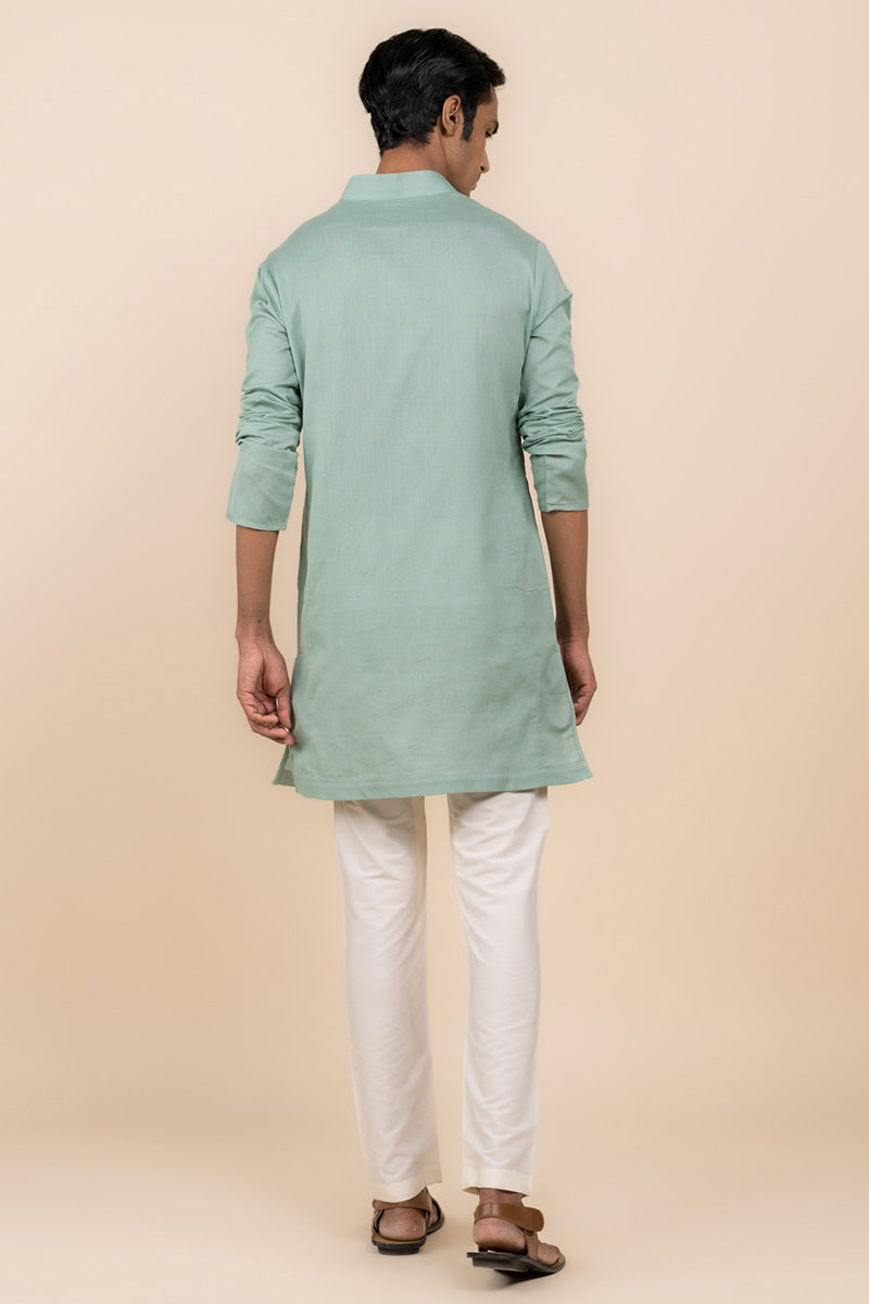 Aqua Zero Point Collar Kurta