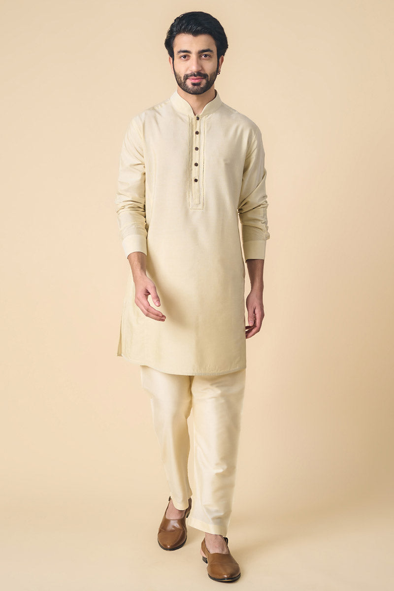 Cream Kurta With Jaali Detailing