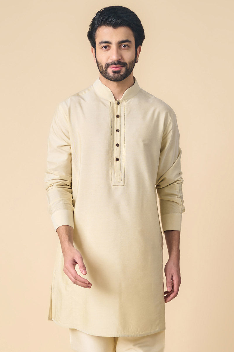 Cream Kurta With Jaali Detailing