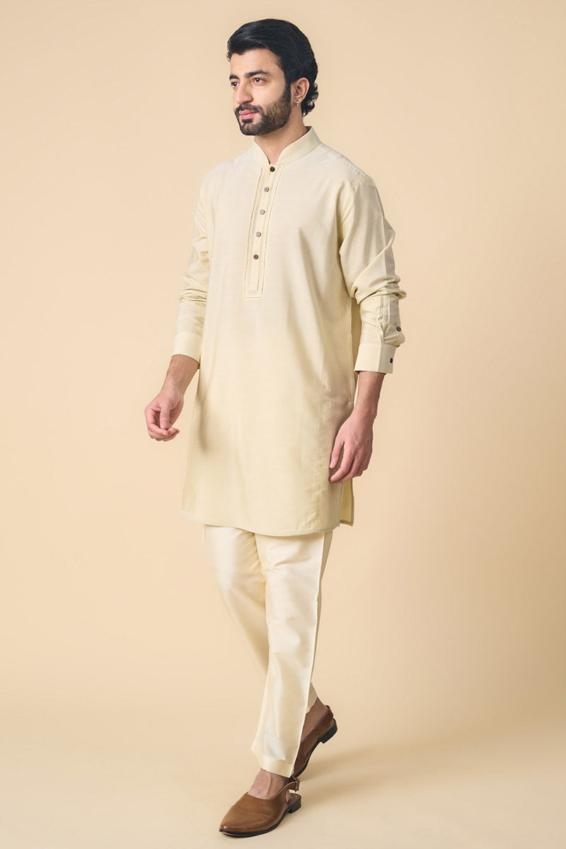 Cream Kurta With Jaali Detailing