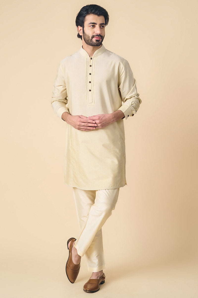 Cream Kurta With Jaali Detailing