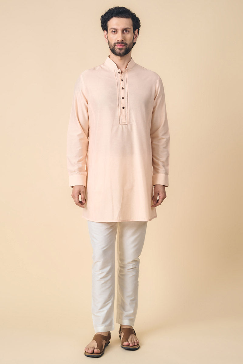 Peach Kurta With Jaali Detailing