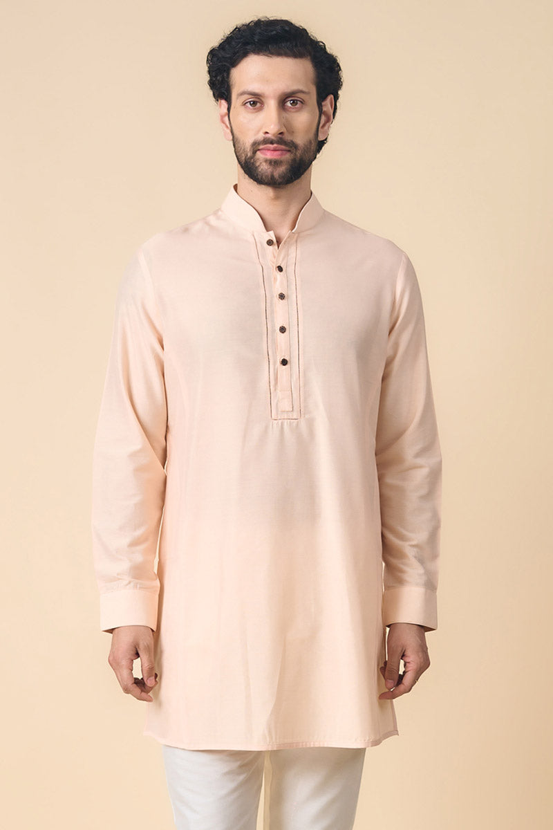 Peach Kurta With Jaali Detailing