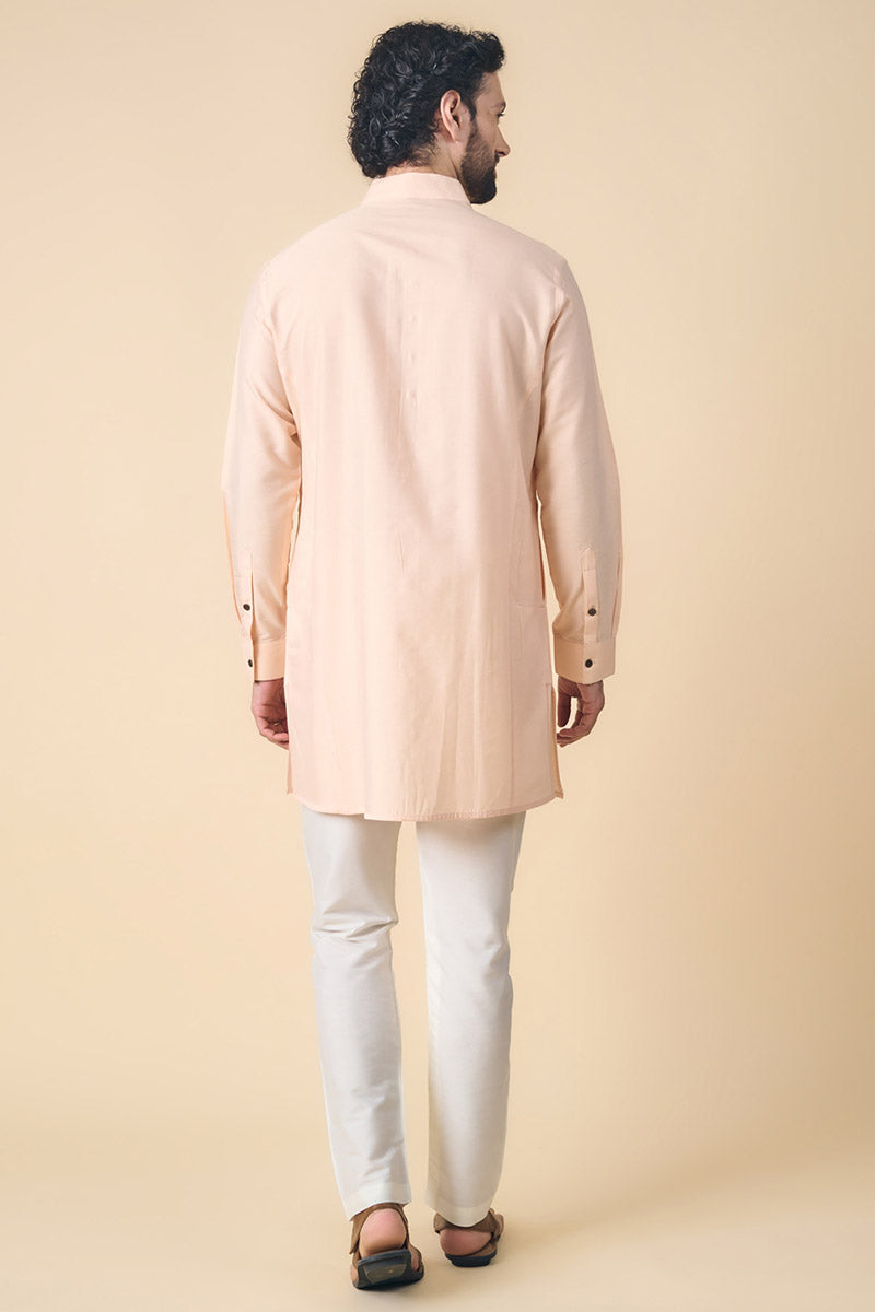 Peach Kurta With Jaali Detailing