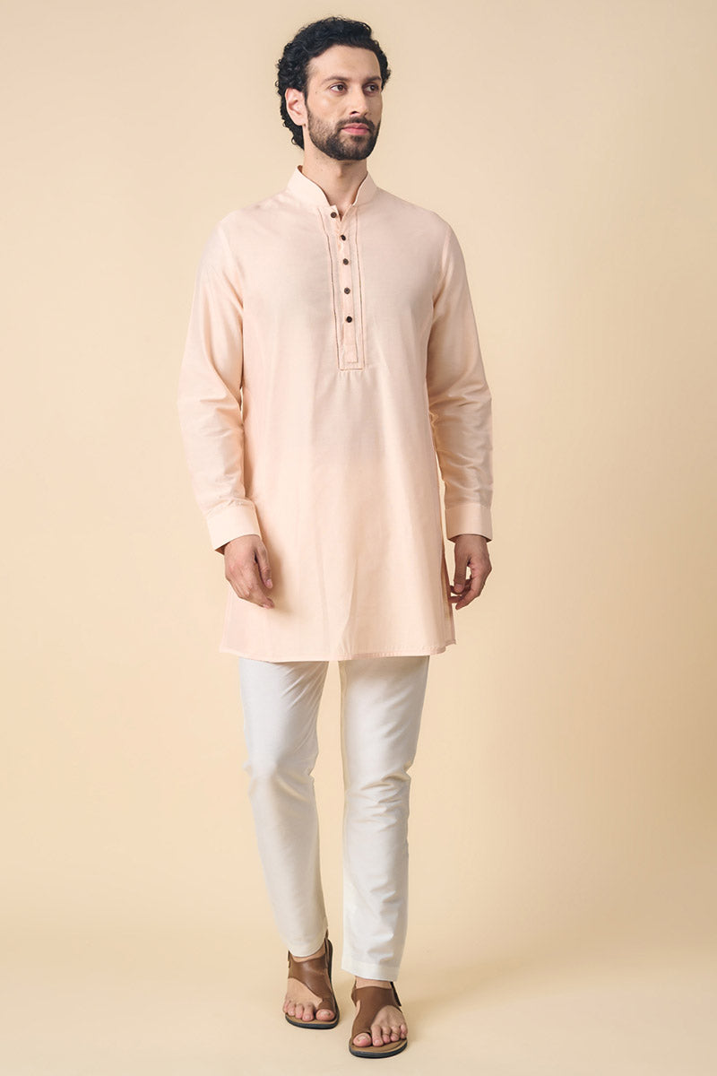 Peach Kurta With Jaali Detailing