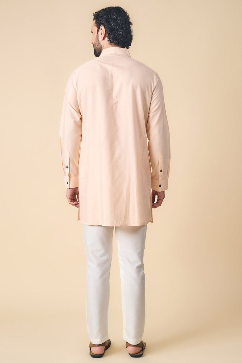 Peach Kurta With Jaali Detailing