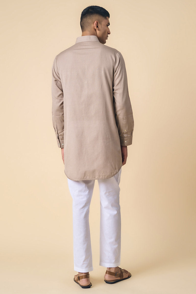 Medium Grey Kurta With Patch Pocket Detailing