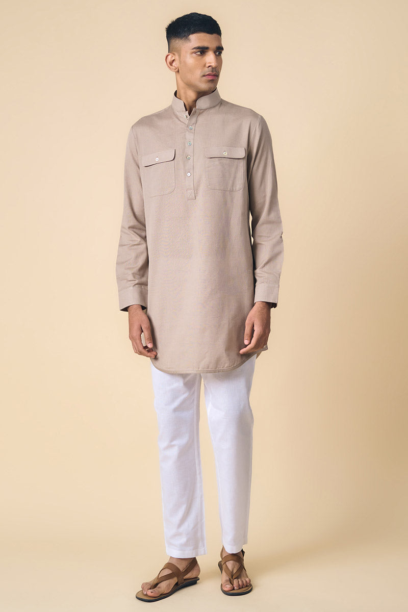 Medium Grey Kurta With Patch Pocket Detailing