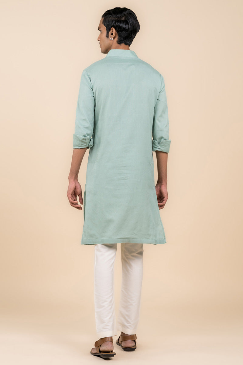 Aqua Kurta With Jaali Detailing