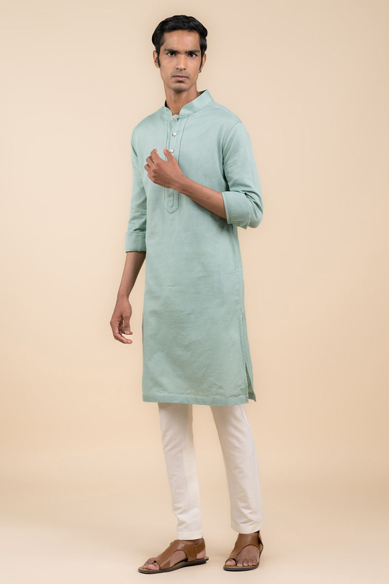 Aqua Kurta With Jaali Detailing