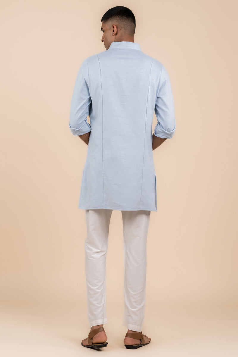 Light Blue Kurta With Jaali Detailing