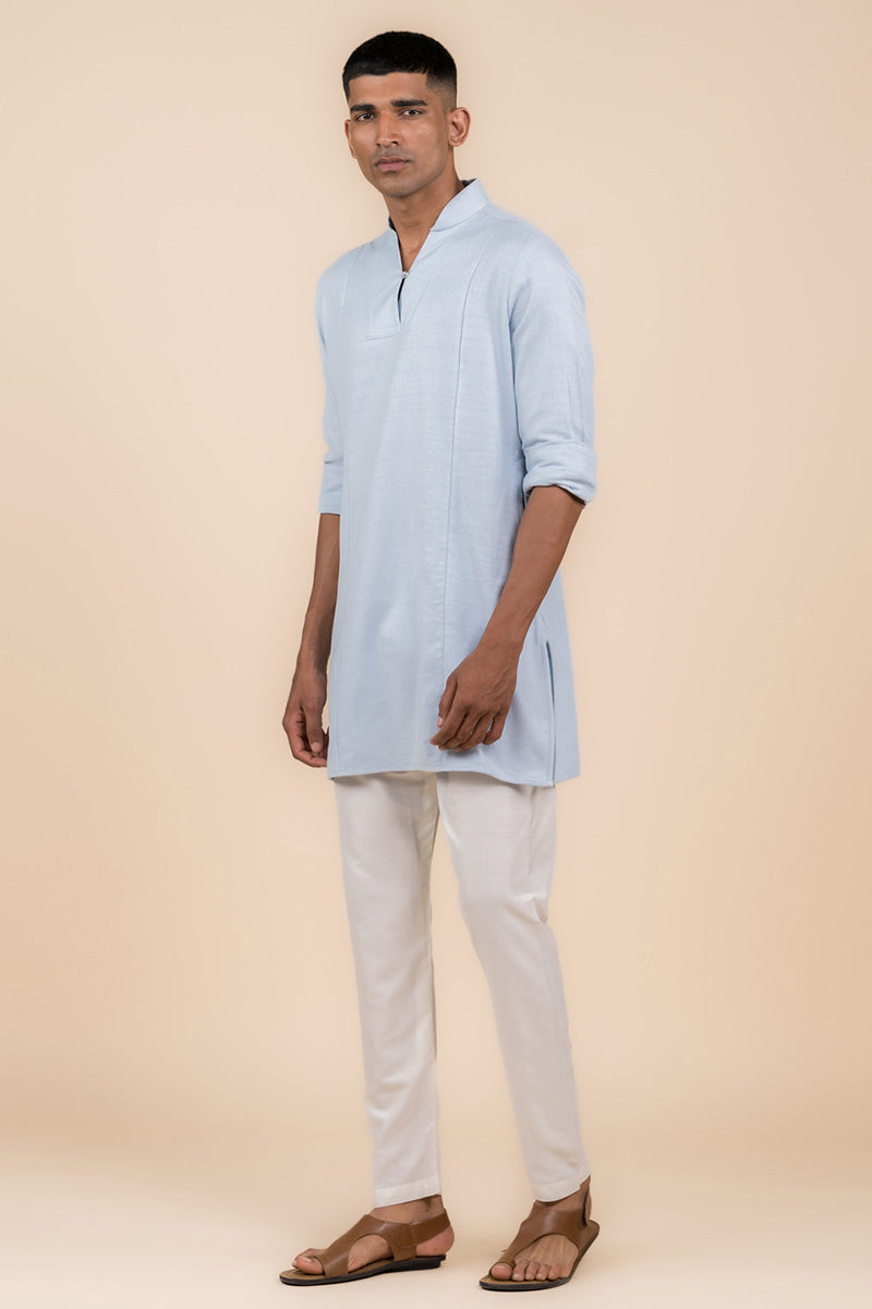 Light Blue Kurta With Jaali Detailing