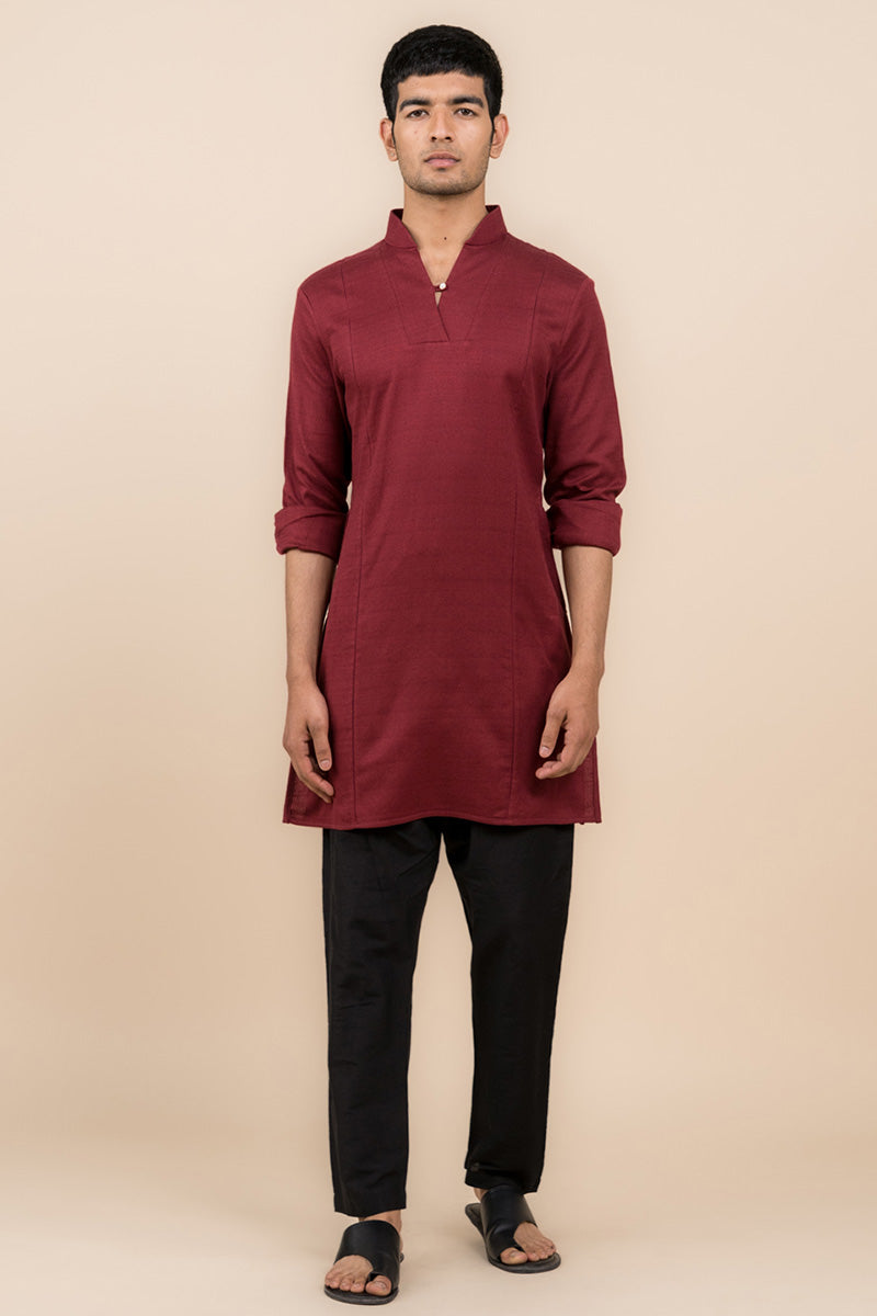 Maroon Kurta With Jaali Detailing