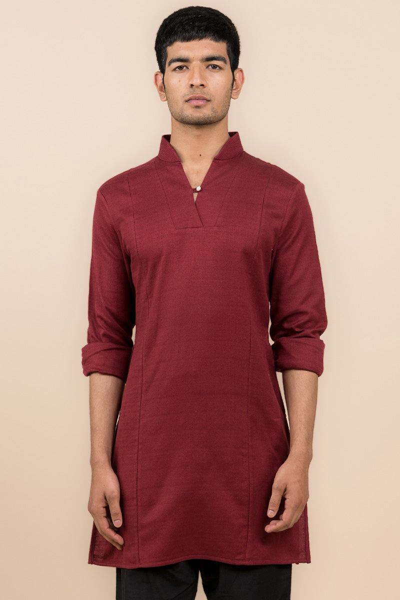 Maroon Kurta With Jaali Detailing