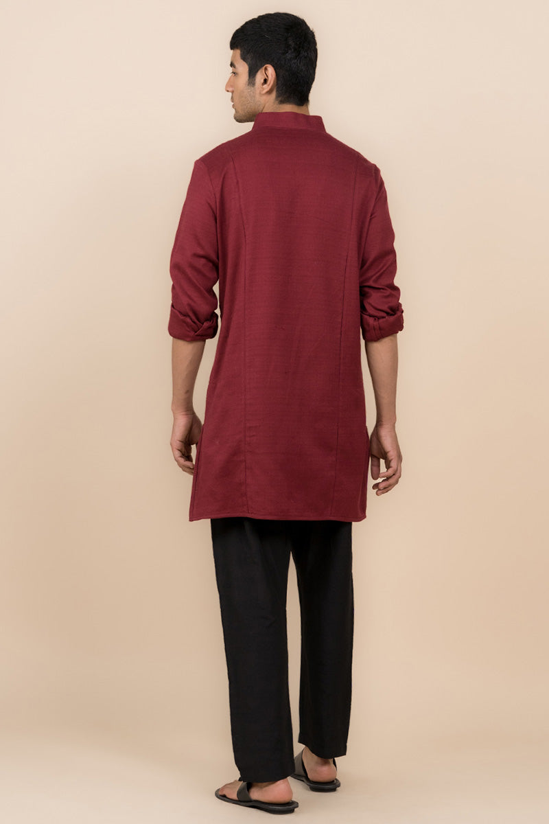 Maroon Kurta With Jaali Detailing