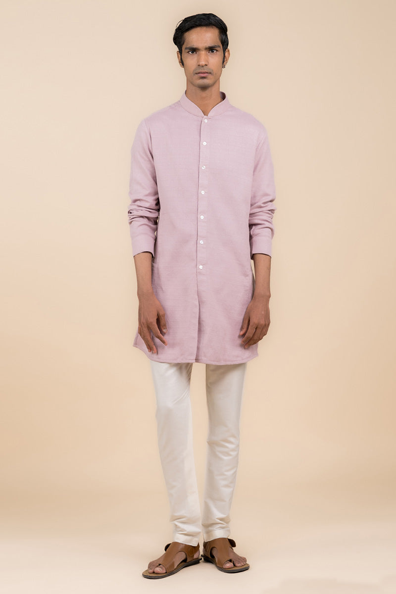 Lilac Shirt Style Short Kurta