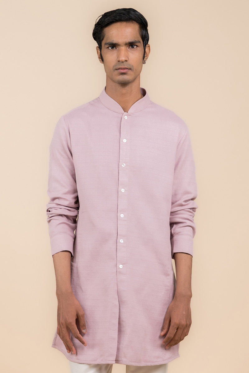 Lilac Shirt Style Short Kurta