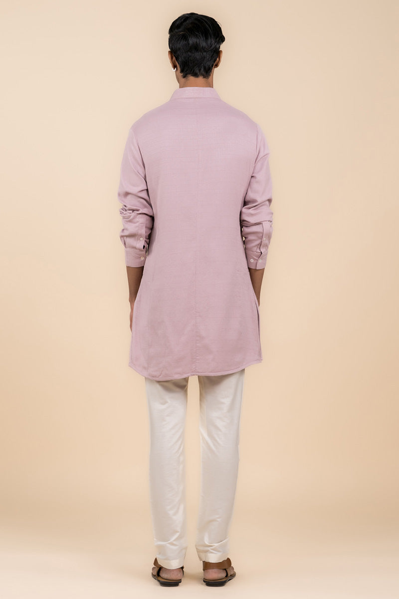 Lilac Shirt Style Short Kurta