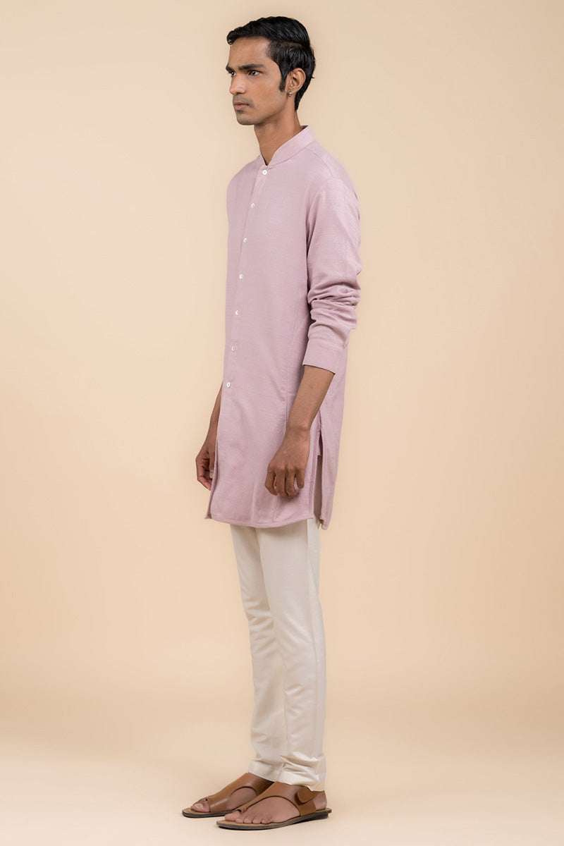 Lilac Shirt Style Short Kurta