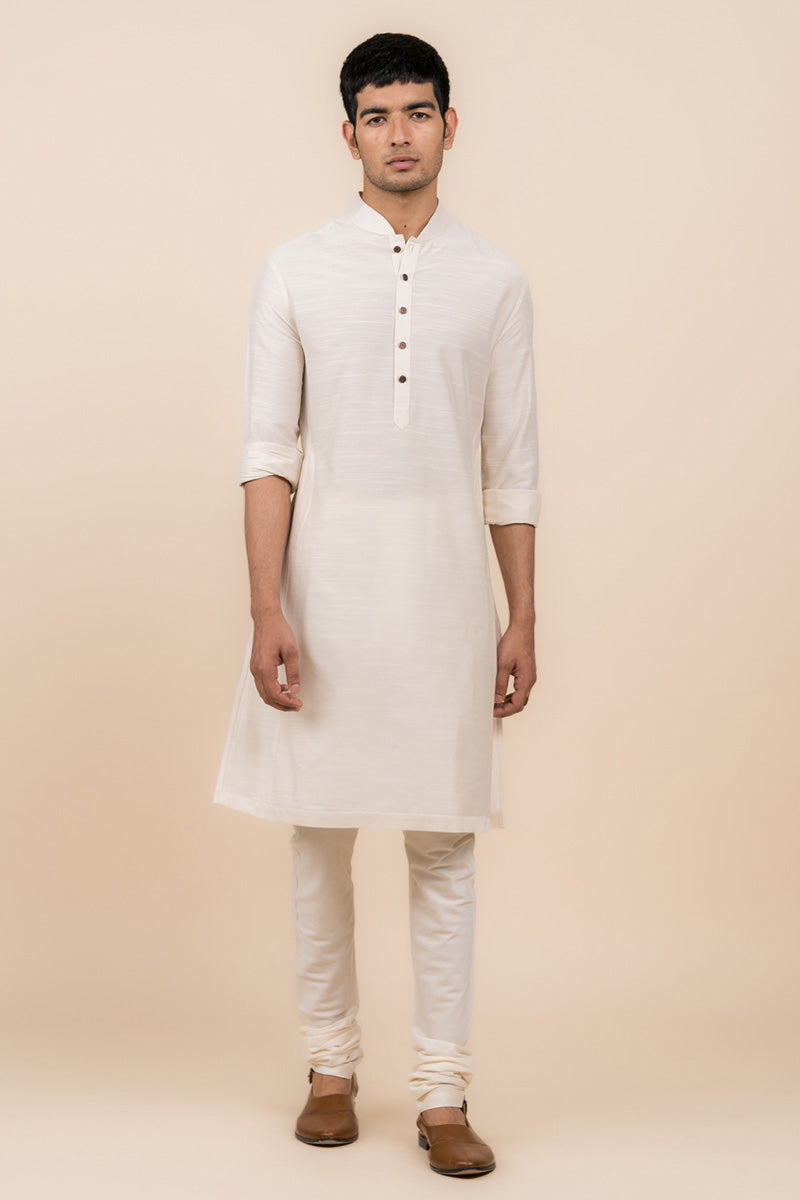 Ivory Kurta with Tasva Button Detailing