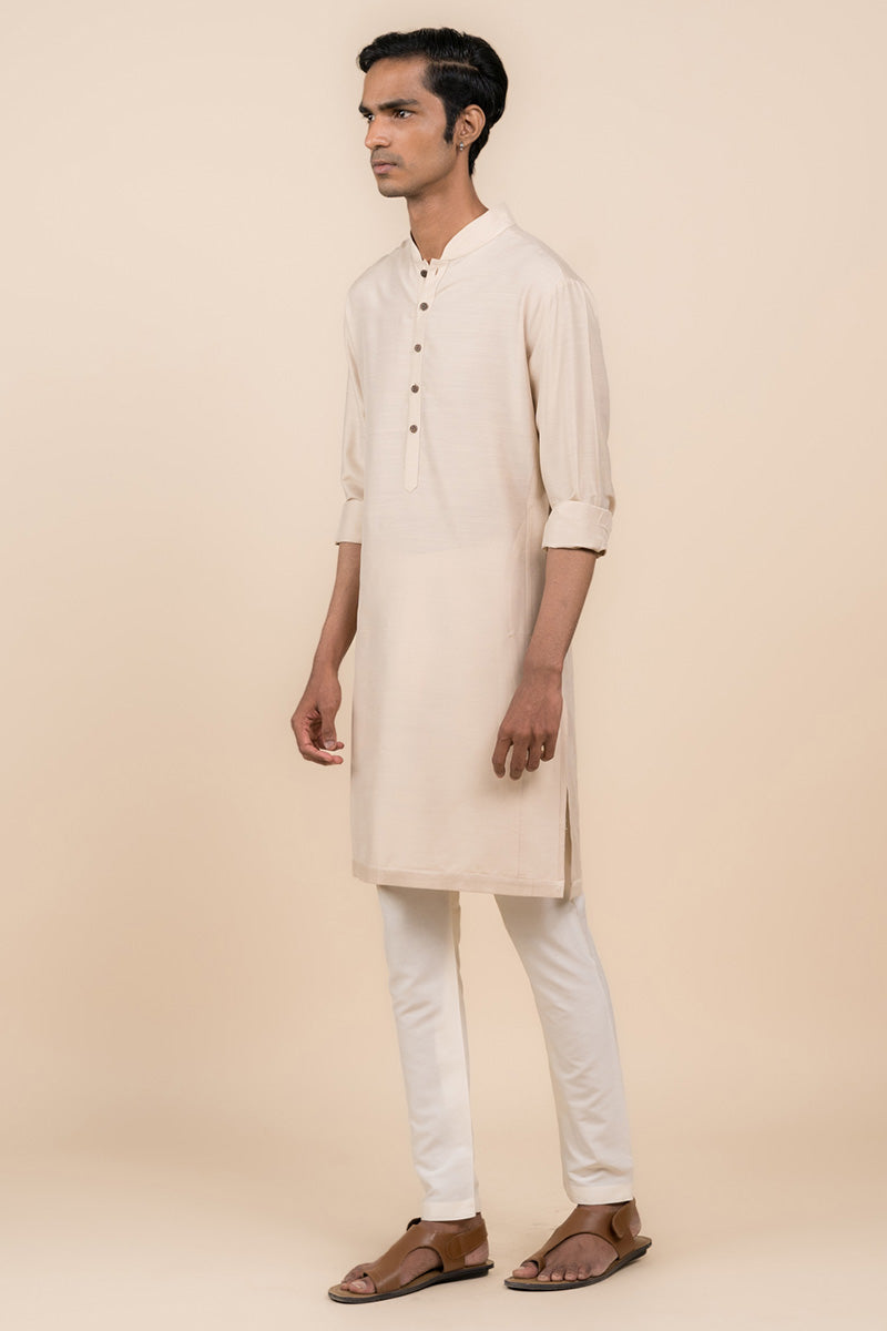 Nude Kurta with Tasva Button Detailing