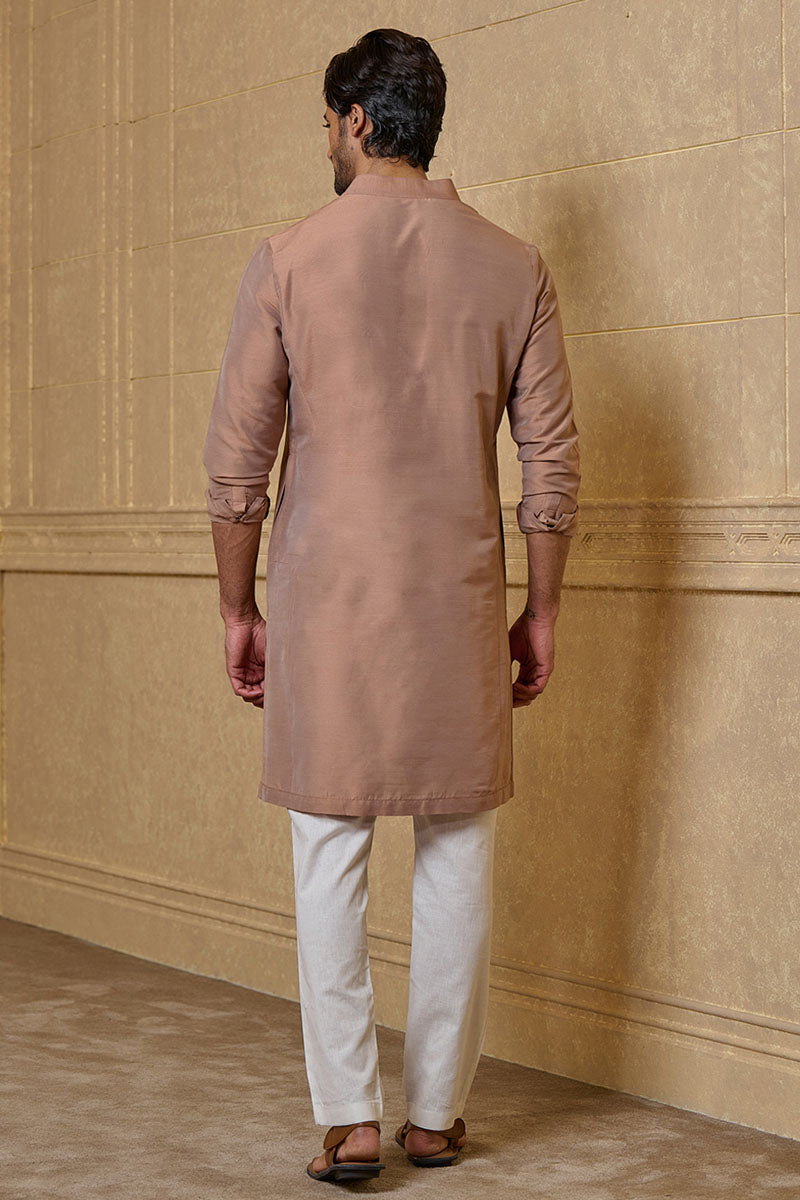 Pink Kurta With Tasva Button Detailing