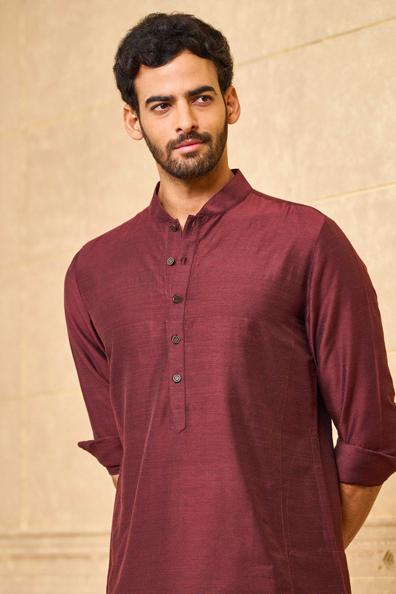 Wine Kurta with Tasva Button Detailing