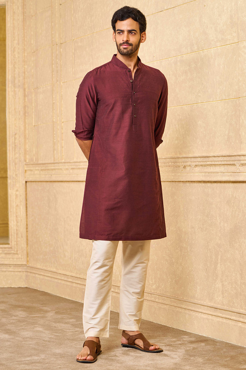 Wine Kurta with Tasva Button Detailing