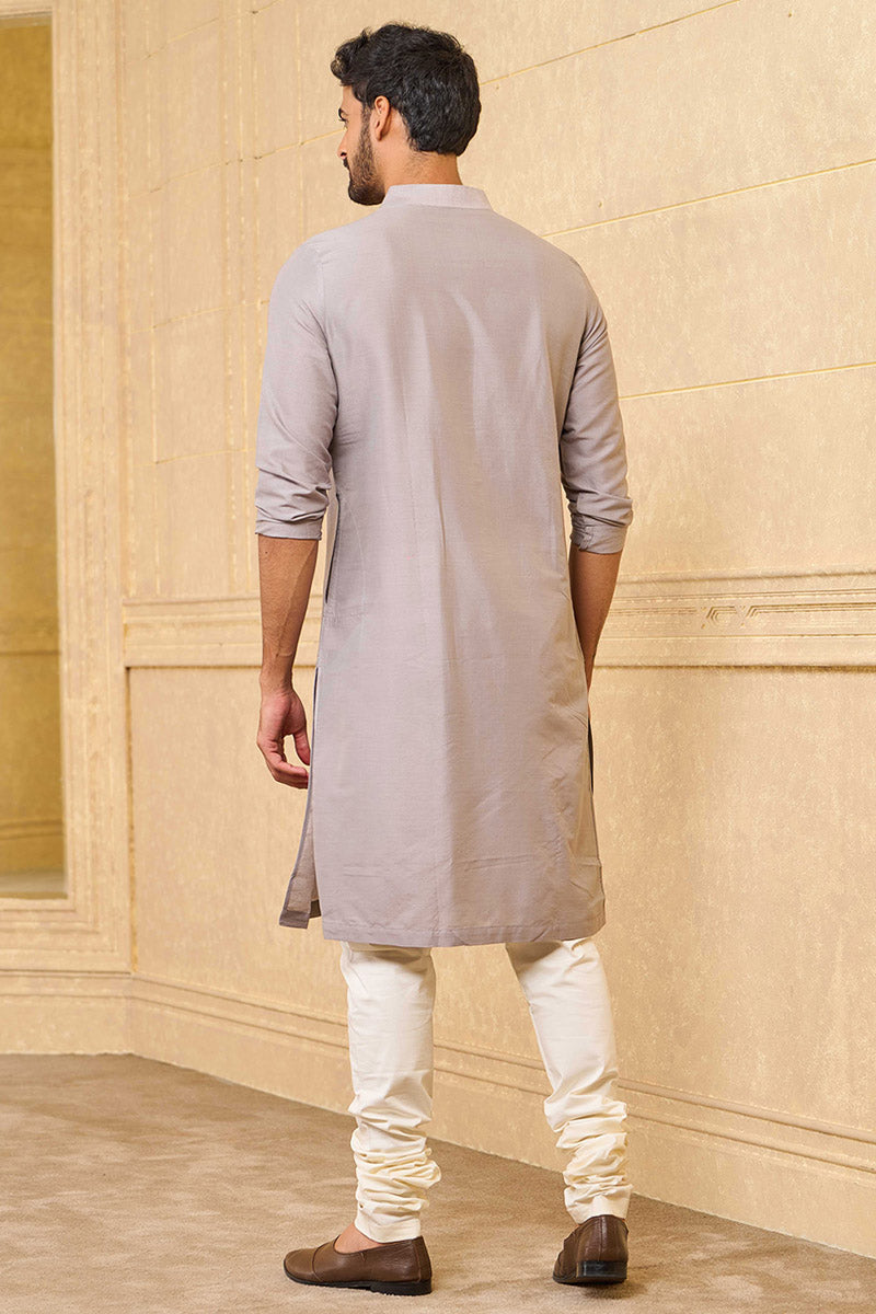 Light Grey Zero Point Collar Single Kurta