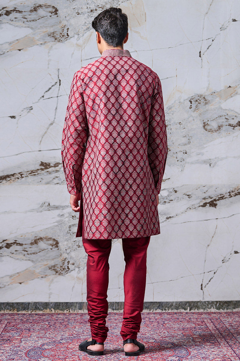 Maroon Printed Kurta