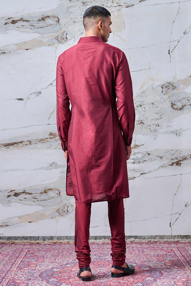 Wine Open Neck Kurta