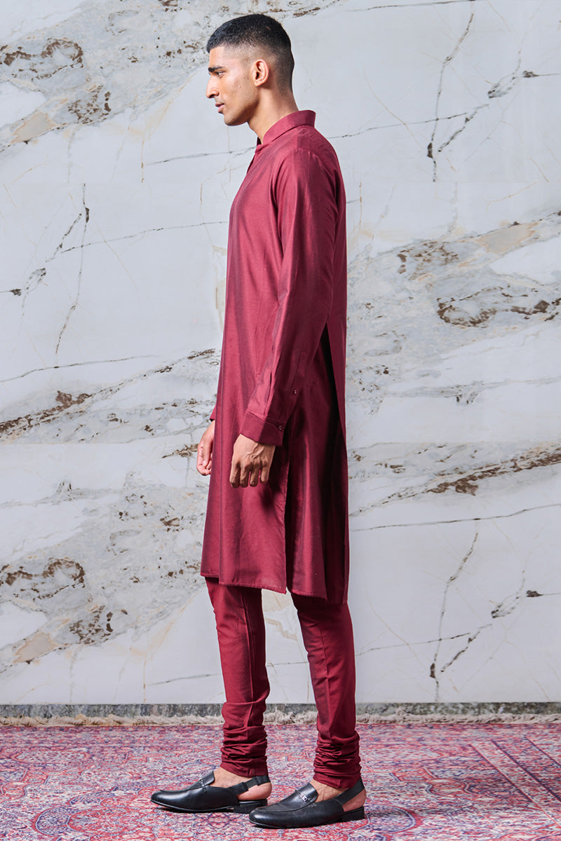 Wine Open Neck Kurta